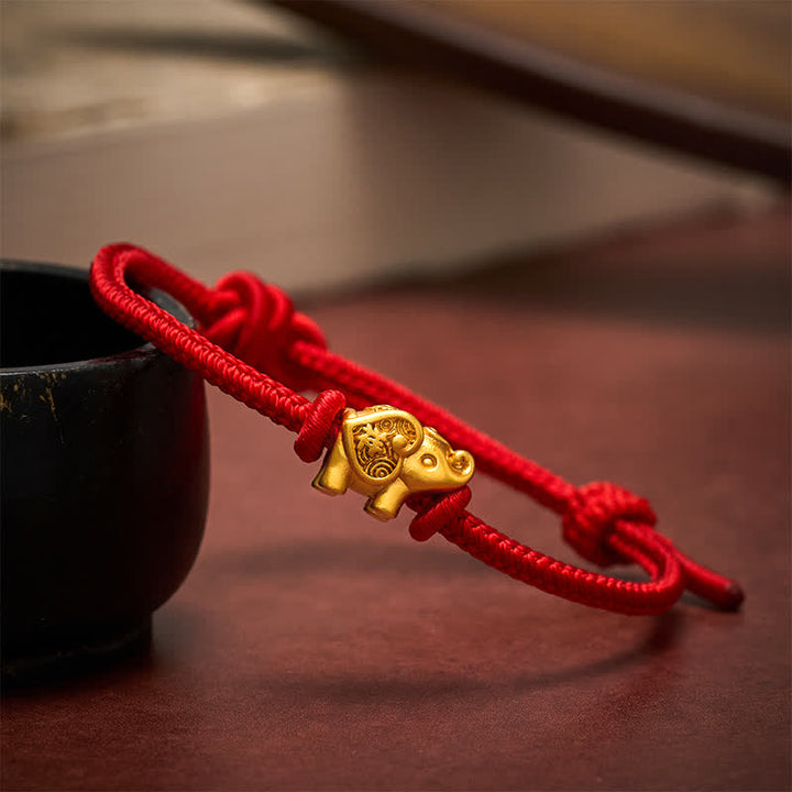 Buddha Stones Elefanten-Armband aus rotem Kupfer - Rot - image 0