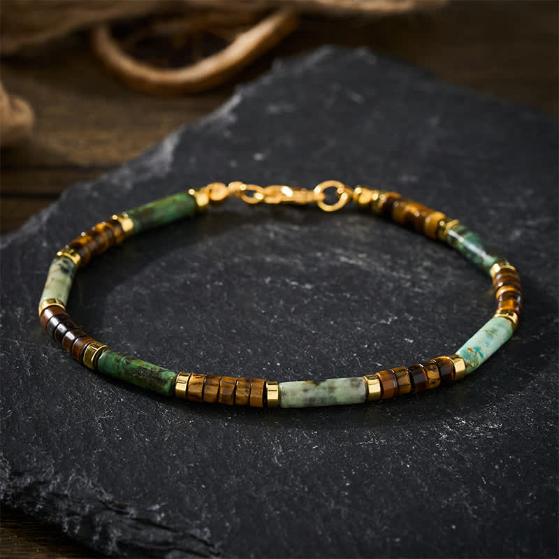 Buddha Stones Armband aus grünem Achat, Tigerauge und Hämatit - image 2