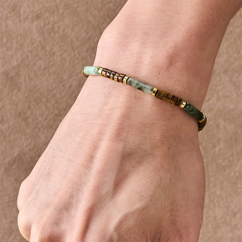 Buddha Stones Armband aus grünem Achat, Tigerauge und Hämatit - image 4
