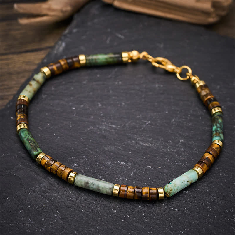 Buddha Stones Armband aus grünem Achat, Tigerauge und Hämatit - image 3