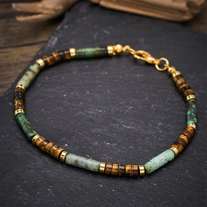 Buddha Stones Armband aus grünem Achat, Tigerauge und Hämatit - image 3