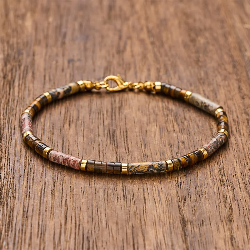 Buddha Stones Armband aus Bilderjaspis-Tigeraugenperlen - 7,9–8,2 Zoll (20–21 cm) - image 0