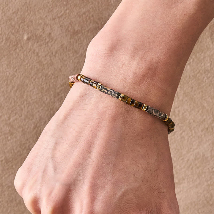 Buddha Stones Armband aus Bilderjaspis-Tigeraugenperlen - image 4