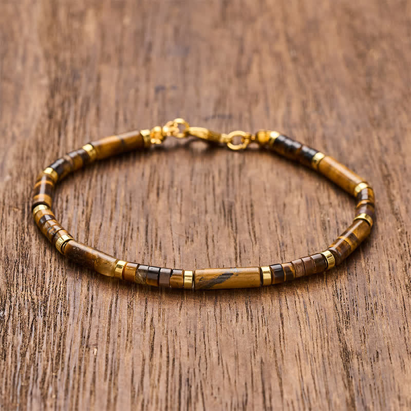 Buddha Stones Natürliches Tigeraugen-Schutzperlenarmband - 7,9–8,2 Zoll (20–21 cm) - image 0