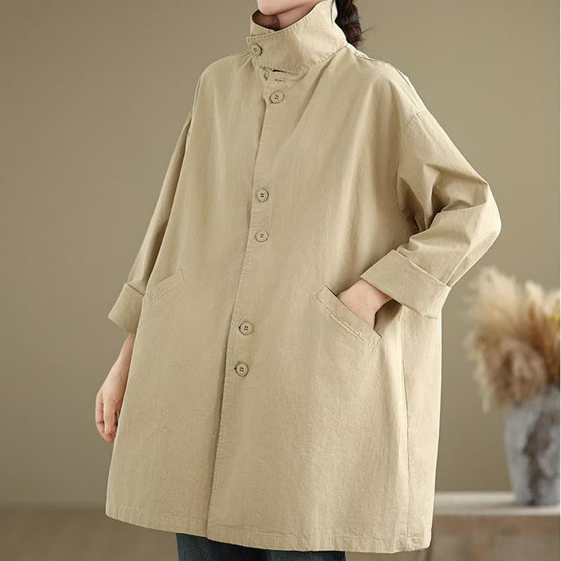 Buddha Stones Lässige, minimalistische Damenjacke mit Knopfleiste, Reverskragen und Taschen für Frühling und Herbst - image 10