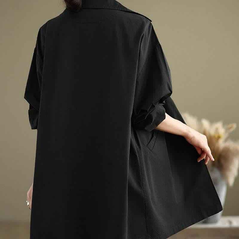 Buddha Stones Lässige, minimalistische Damenjacke mit Knopfleiste, Reverskragen und Taschen für Frühling und Herbst - image 19