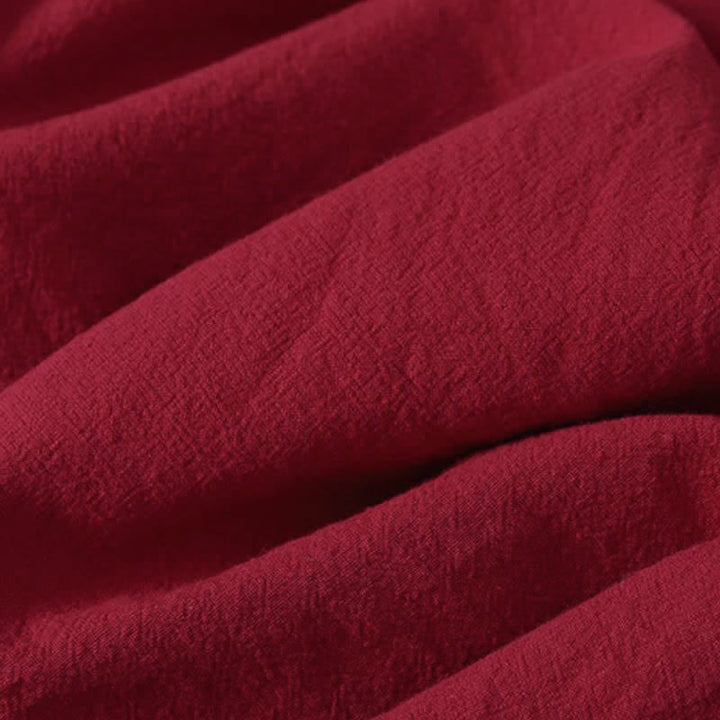 Buddha Stones Herbstliches Tang-Style-Kleid für Damen, lässig, mit Knotenknöpfen, rot-bunt gestreift, langärmelig und mit Taschen - image 10