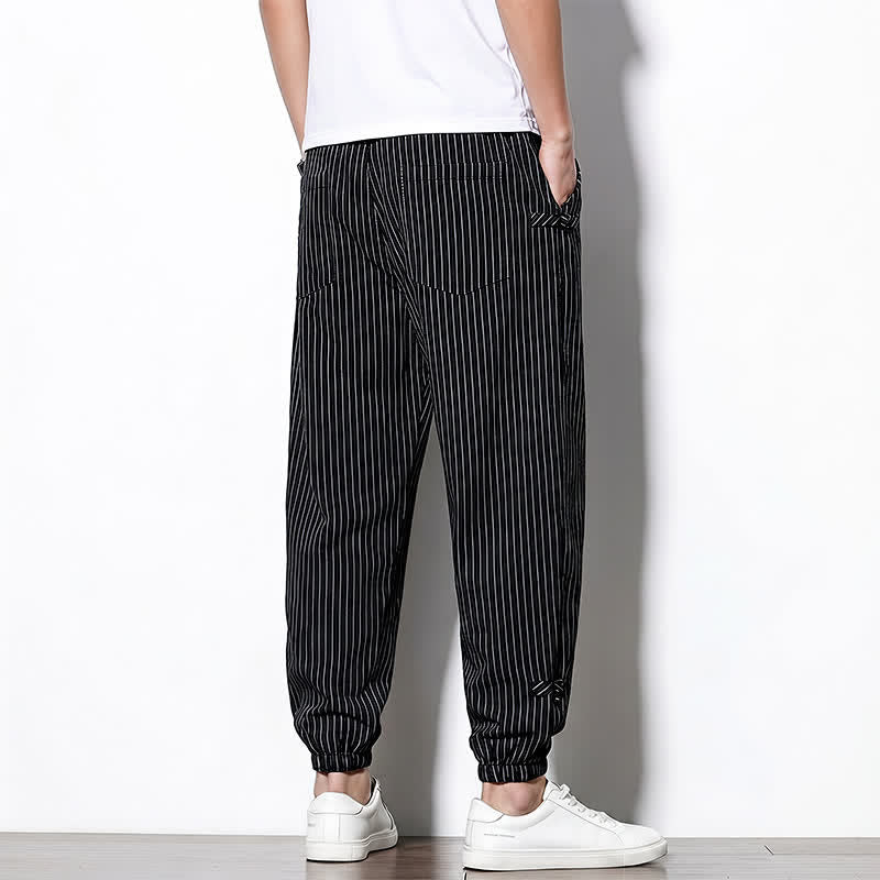 Buddha Stones Basic-Herrenhose mit Kordelzug, Streifen, verkürzt, mit Taschen - image 24