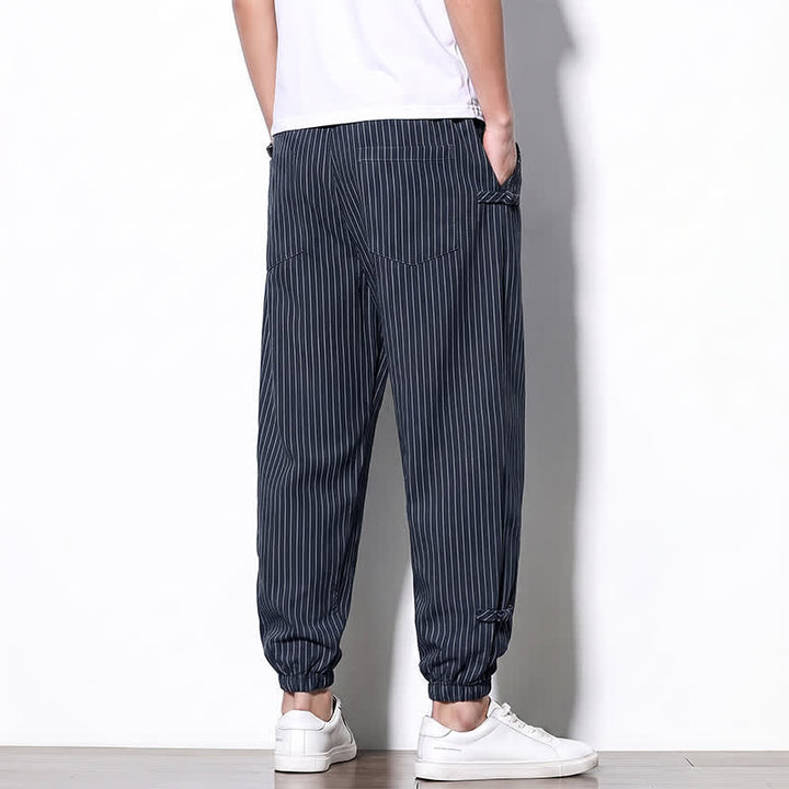 Buddha Stones Basic-Herrenhose mit Kordelzug, Streifen, verkürzt, mit Taschen - image 2