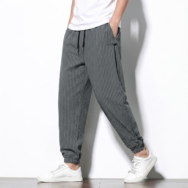 Buddha Stones Basic-Herrenhose mit Kordelzug, Streifen, verkürzt, mit Taschen - image 12