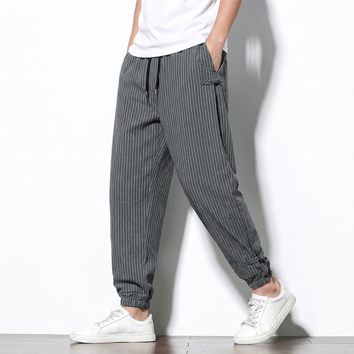 Buddha Stones Basic-Herrenhose mit Kordelzug, Streifen, verkürzt, mit Taschen - image 12