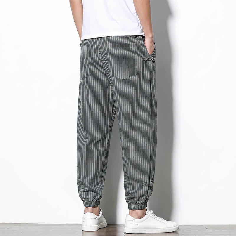 Buddha Stones Basic-Herrenhose mit Kordelzug, Streifen, verkürzt, mit Taschen - image 13