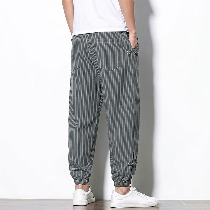 Buddha Stones Basic-Herrenhose mit Kordelzug, Streifen, verkürzt, mit Taschen - image 13