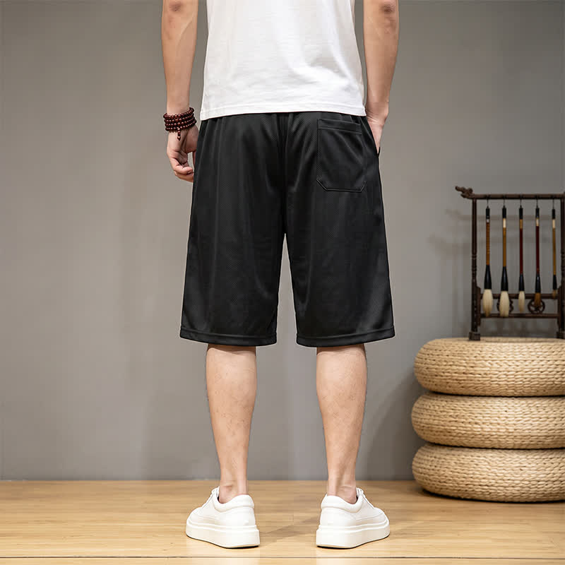 Buddha Stones Sommerliche Boho-Herrenshorts mit Kordelzug, elastischem Bund, geometrischem Muster und Taschen - image 11