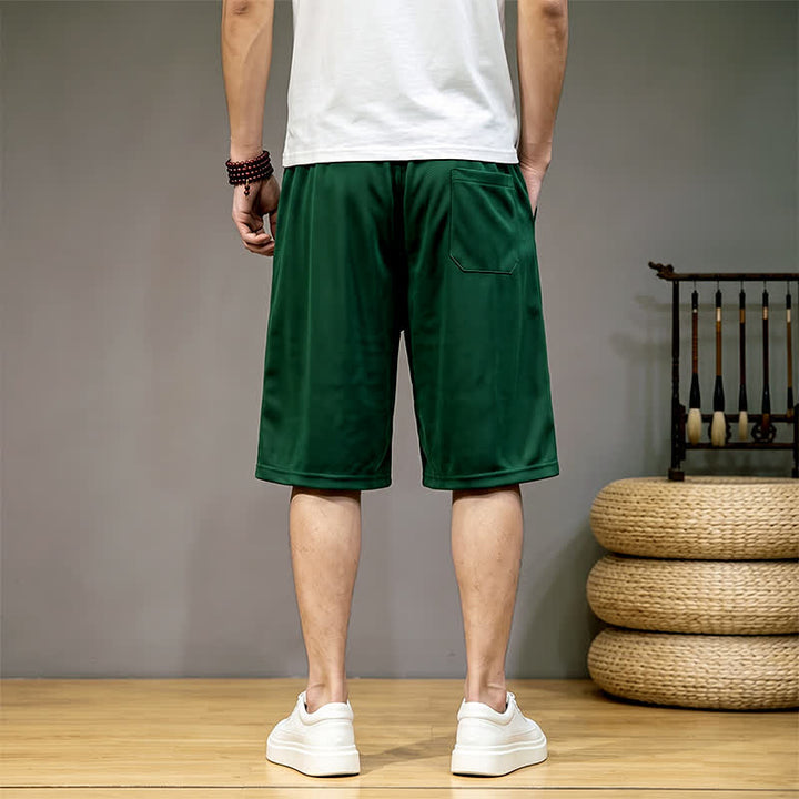 Buddha Stones Sommerliche Boho-Herrenshorts mit Kordelzug, elastischem Bund, geometrischem Muster und Taschen - image 1