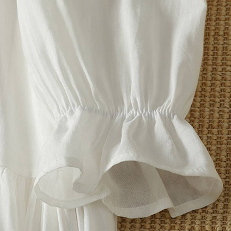Buddha Stones Frühlingshaftes Boho-Kleid für Damen mit Knopfleiste, langen Ärmeln und Tasche - image 4