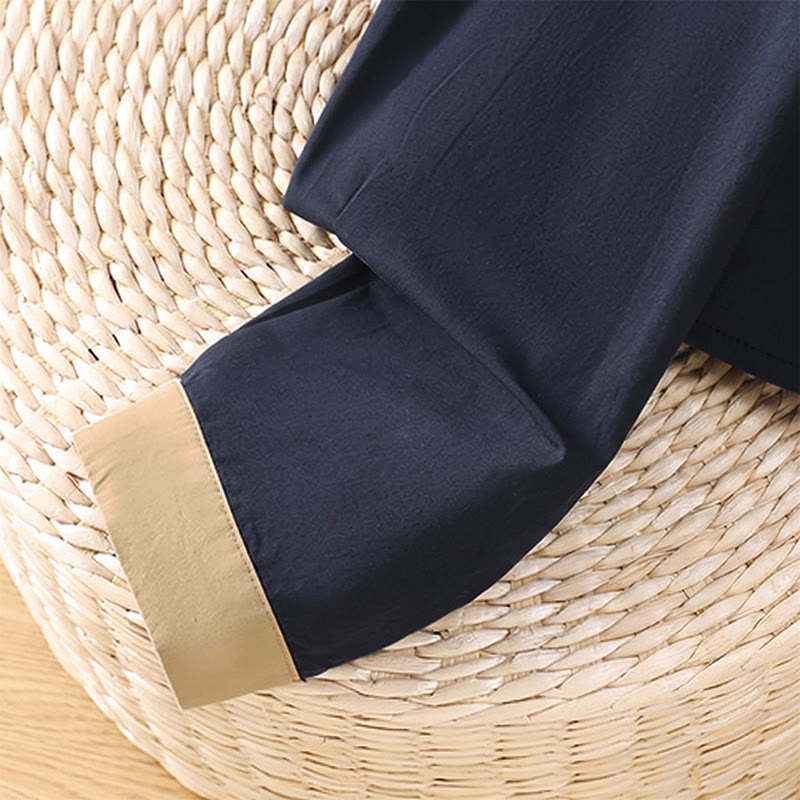 Buddha Stones Lässiges, minimalistisches Langarmshirt für Damen mit Kontrastbesatz und aufgesetzter Tasche – ideal für den Sommer. - image 4