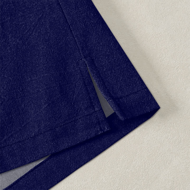 Buddha Stones Kimono aus Baumwolle mit zwei Koi-Blütenmustern und offener Vorderseite für Herren - image 4