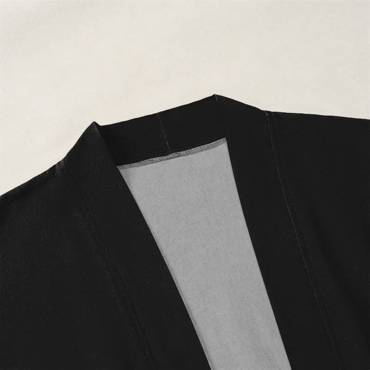 Buddha Stones Kimono aus Baumwolle mit goldenem Sonnenmuster und offener Vorderseite für Herren - image 3