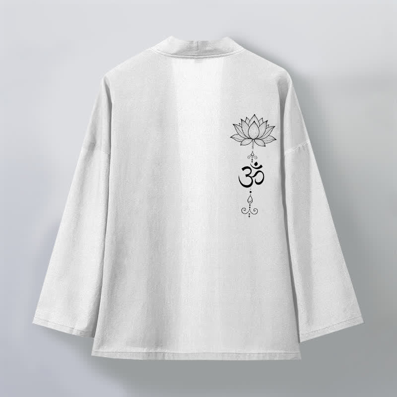 Buddha Stones Kimono aus Baumwolle mit Zen-Lotusmuster und offener Vorderseite für Herren - image 11