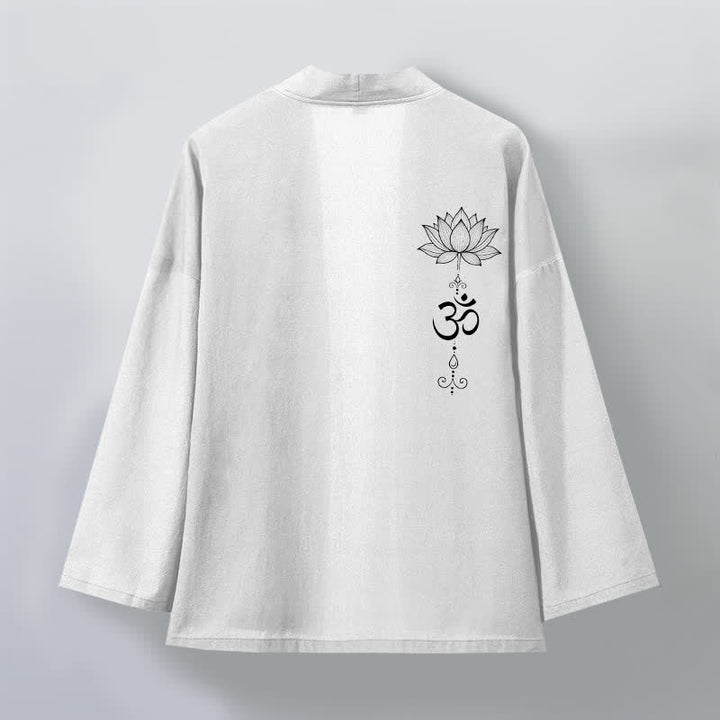 Buddha Stones Kimono aus Baumwolle mit Zen-Lotusmuster und offener Vorderseite für Herren - image 11
