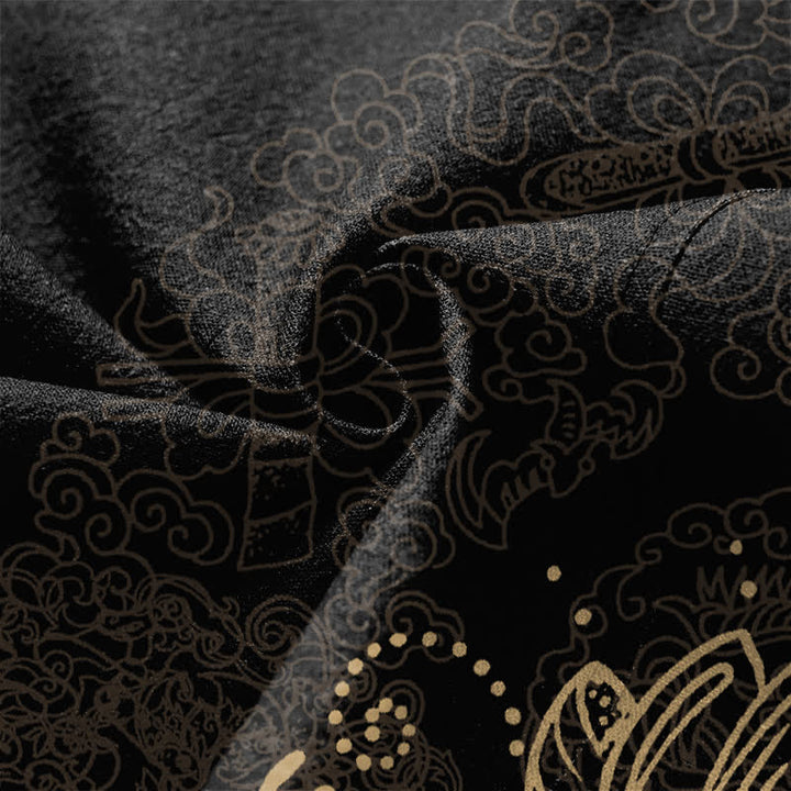 Buddha Stones Kimono aus Baumwolle mit symmetrischem, floralem Mandala-Muster und offener Vorderseite für Herren - image 5