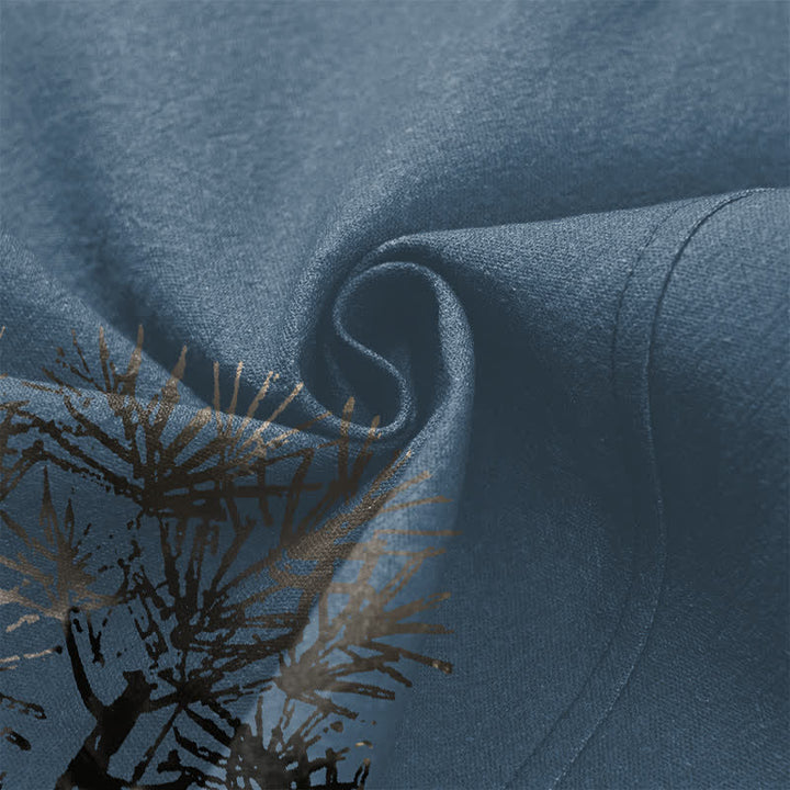 Buddha Stones Kimono aus Baumwolle mit Vollmond-Kiefernmuster und offener Vorderseite für Herren - image 5