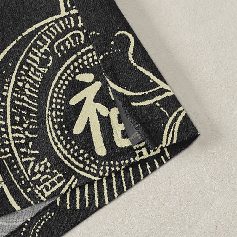 Buddha Stones Kimono aus Baumwolle mit Lotus- und Wolkenmuster und offener Vorderseite für Herren - image 4