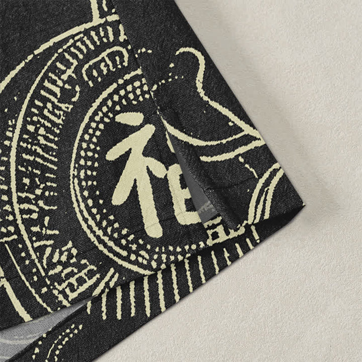 Buddha Stones Kimono aus Baumwolle mit Lotus- und Wolkenmuster und offener Vorderseite für Herren - image 4