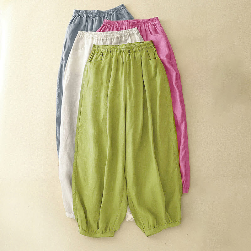 Buddha Stones Sommer-Pendelhose, einfarbig, knöchellang, mit Taschen - image 17