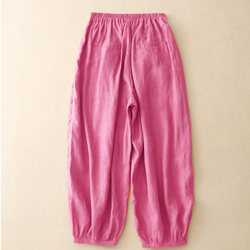 Buddha Stones Sommer-Pendelhose, einfarbig, knöchellang, mit Taschen - image 1