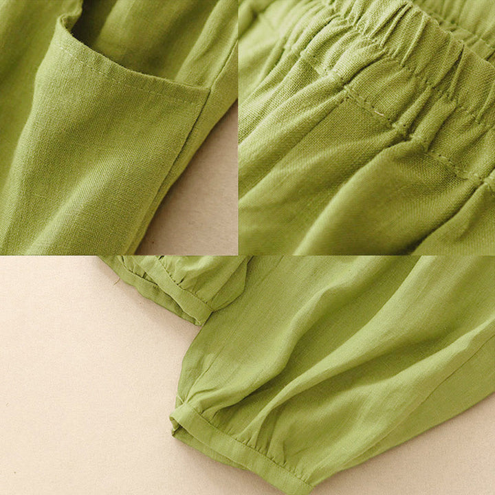 Buddha Stones Sommer-Pendelhose, einfarbig, knöchellang, mit Taschen - image 16
