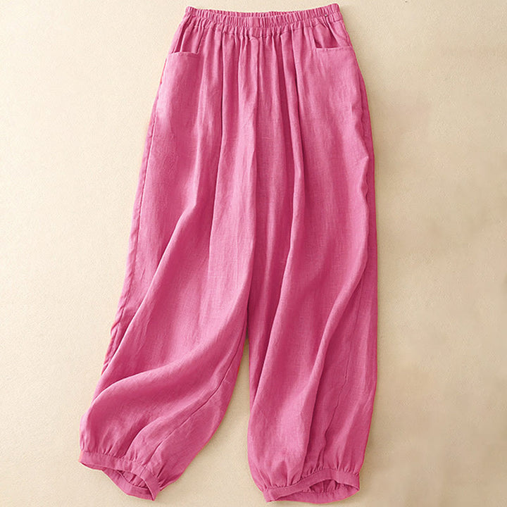 Buddha Stones Sommer-Pendelhose, einfarbig, knöchellang, mit Taschen - Blassviolettrot - US8-10, UK/AU12-14, EU40-42 (2XL) - image 0