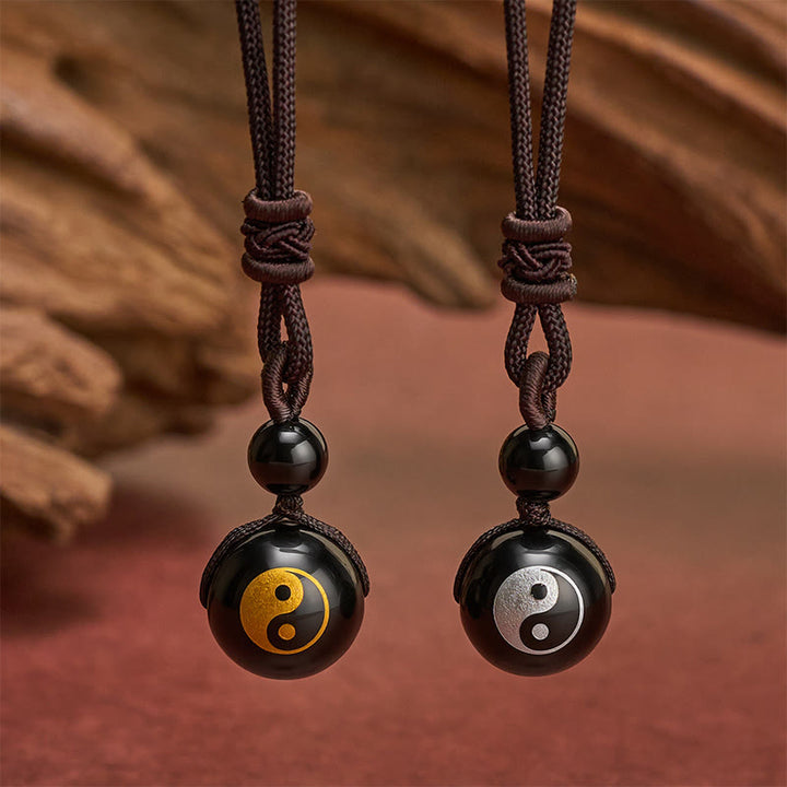 Buddha Stones Halskettenanhänger aus schwarzem Obsidian mit Yin-Yang-Symbol zur Reinigung - image 10