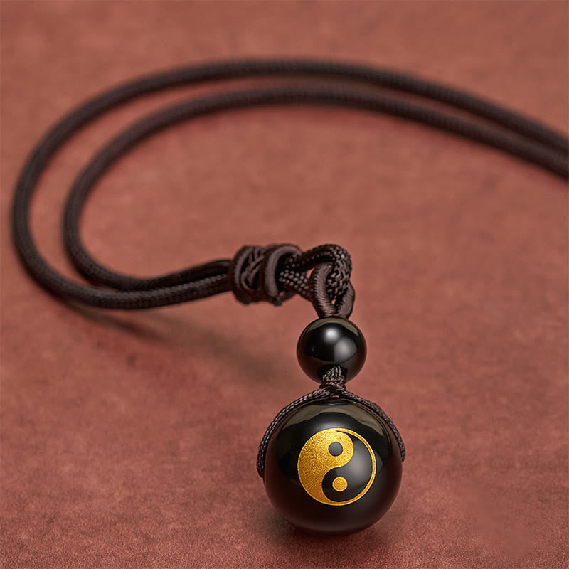 Buddha Stones Halskettenanhänger aus schwarzem Obsidian mit Yin-Yang-Symbol zur Reinigung - image 8