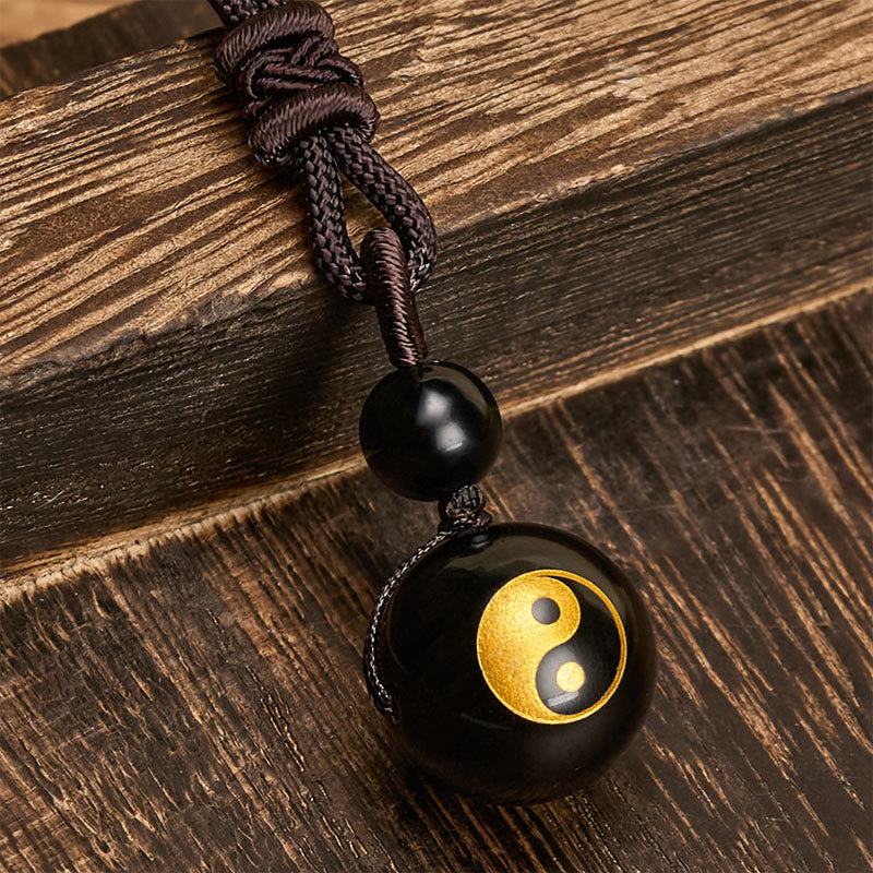 Buddha Stones Halskettenanhänger aus schwarzem Obsidian mit Yin-Yang-Symbol zur Reinigung - image 7