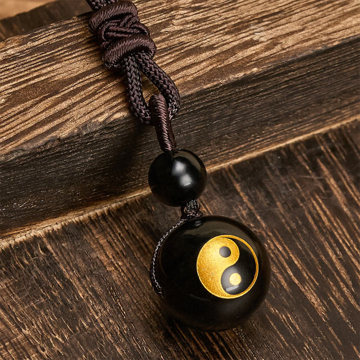 Buddha Stones Halskettenanhänger aus schwarzem Obsidian mit Yin-Yang-Symbol zur Reinigung - image 7