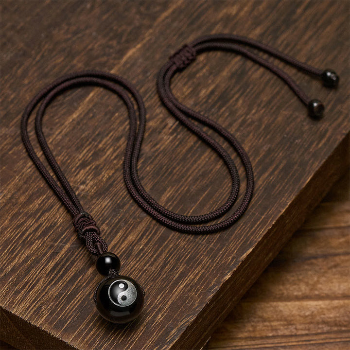 Buddha Stones Halskettenanhänger aus schwarzem Obsidian mit Yin-Yang-Symbol zur Reinigung - image 3