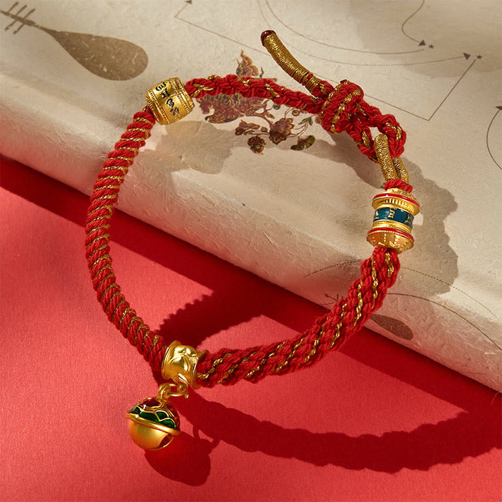 Buddha Stones Kupfer-Emaille-Glocken-Weisheits-Tibetisches Seilarmband - Rot (Handgelenkumfang: 15–18 cm) - image 0