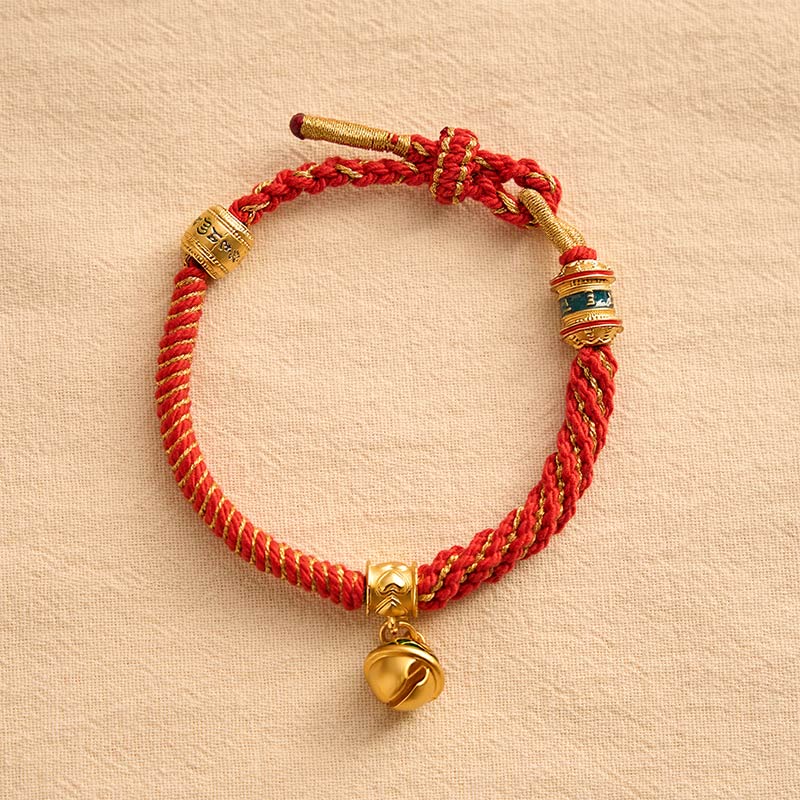 Buddha Stones Kupfer-Emaille-Glocken-Weisheits-Tibetisches Seilarmband - image 1