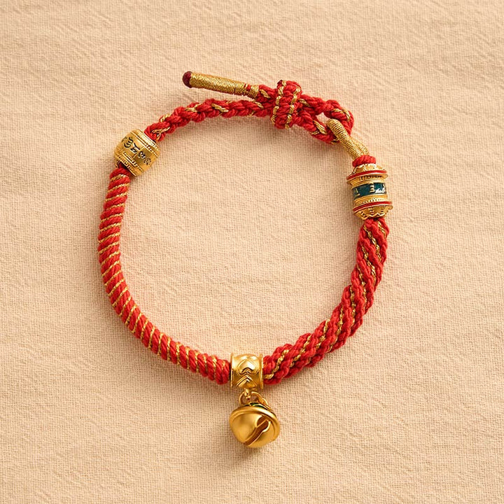 Buddha Stones Kupfer-Emaille-Glocken-Weisheits-Tibetisches Seilarmband - image 1