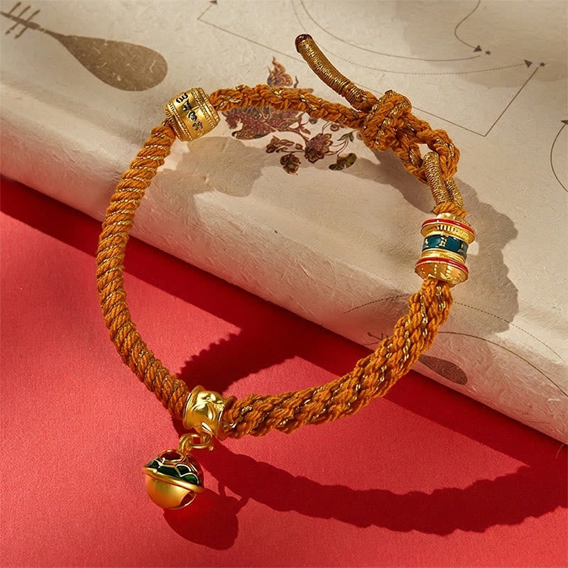 Buddha Stones Kupfer-Emaille-Glocken-Weisheits-Tibetisches Seilarmband - Hellgelb (Handgelenkumfang: 15–18 cm) - image 12
