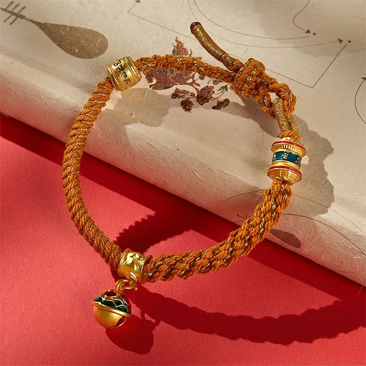 Buddha Stones Kupfer-Emaille-Glocken-Weisheits-Tibetisches Seilarmband - Hellgelb (Handgelenkumfang: 15–18 cm) - image 12