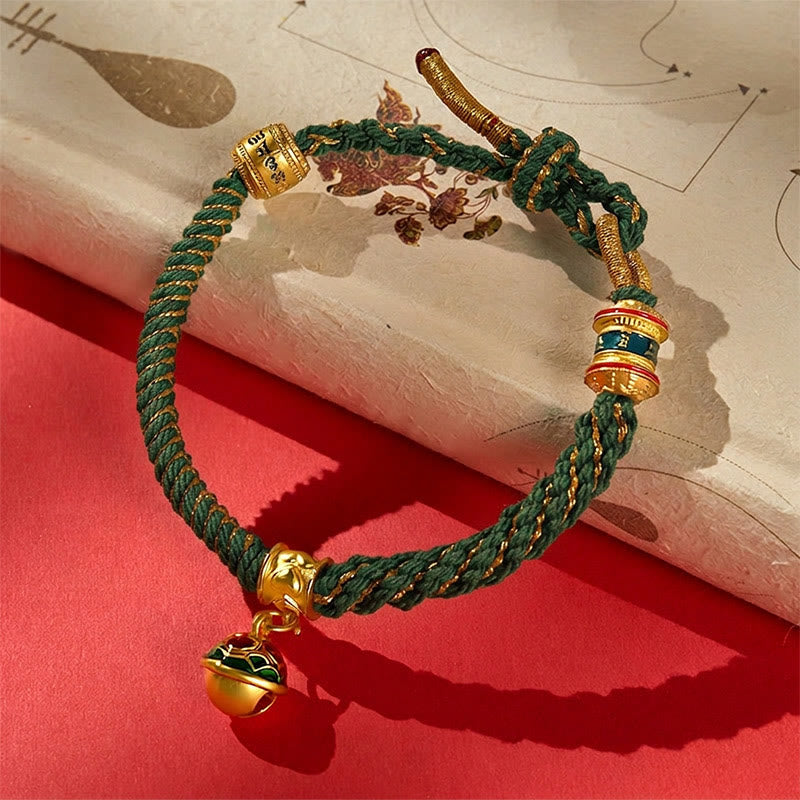 Buddha Stones Kupfer-Emaille-Glocken-Weisheits-Tibetisches Seilarmband - Grün (Handgelenkumfang: 15–18 cm) - image 9