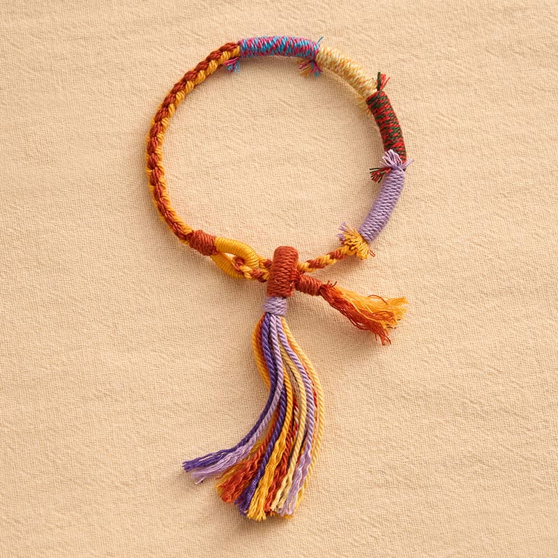 Buddha Stones Retro-Boho-Armband aus Baumwollseil mit verstellbaren Quasten - image 2