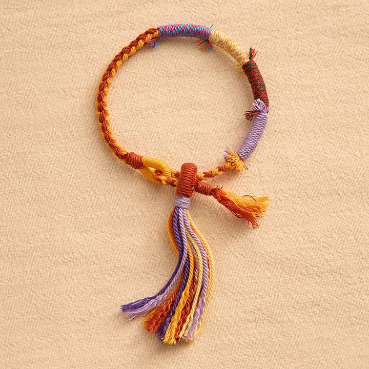 Buddha Stones Retro-Boho-Armband aus Baumwollseil mit verstellbaren Quasten - image 2