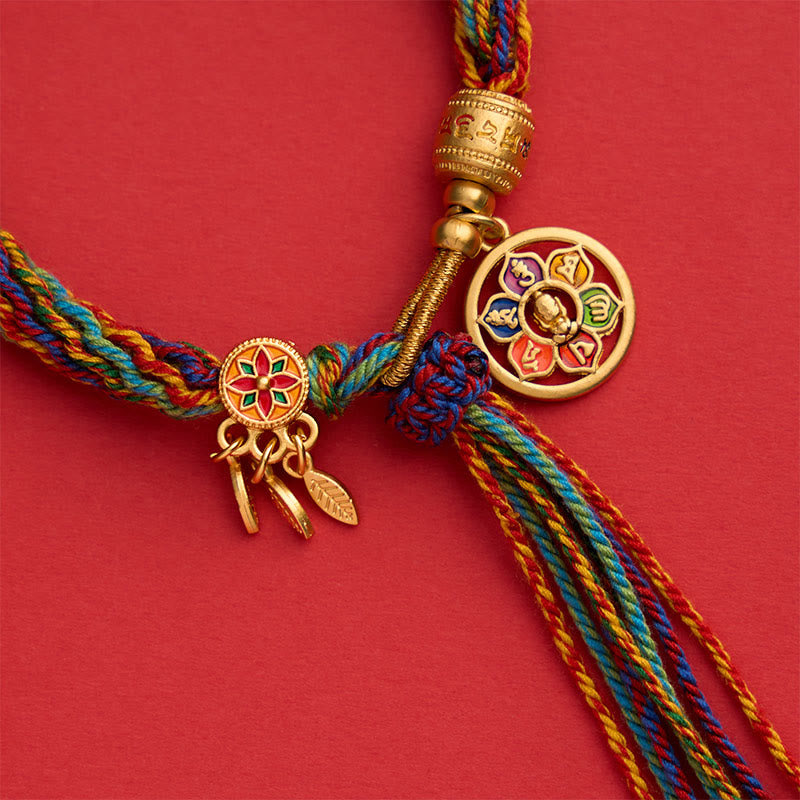 Buddha Stones Tibetisches mehrfarbiges Seil-Emaille-Om-Mani-Padme-Hum-Charm-Armband - image 3