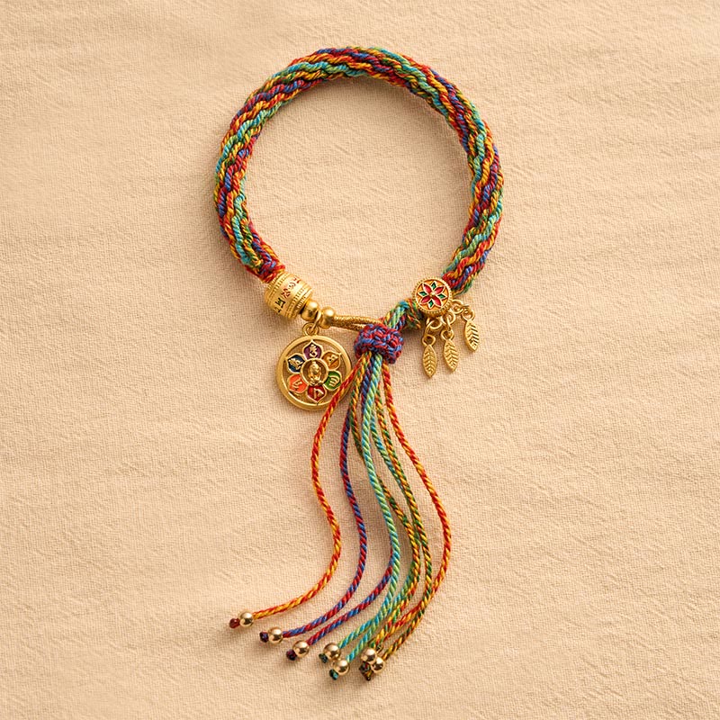 Buddha Stones Tibetisches mehrfarbiges Seil-Emaille-Om-Mani-Padme-Hum-Charm-Armband - image 2