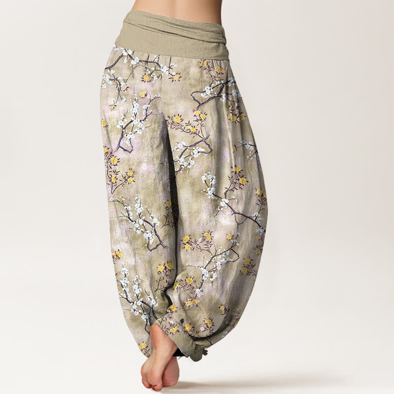 Buddha Stones Baumwoll-Haremshose mit botanischem Blumenmuster und elastischem Bund für Damen - image 10