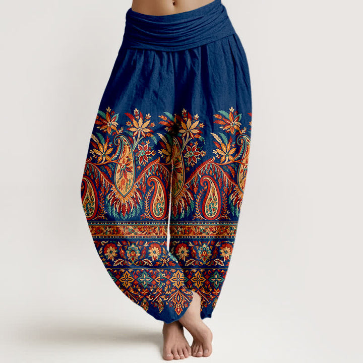 Buddha Stones Baumwoll-Haremshose mit ethnischem Paisley-Blütenmuster und elastischem Bund für Damen - Marine - US16, UK/AU20, EU48 (3XL) - image 8